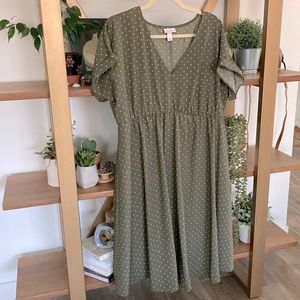 Isabel Maternity Olive Green Dress w/ Dots